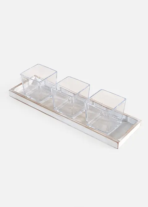 Plateau avec 3 coupes en verre, bonprix