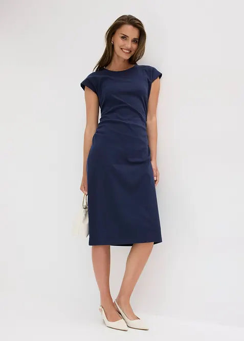 Midikleid mit geraffter Taille, bonprix