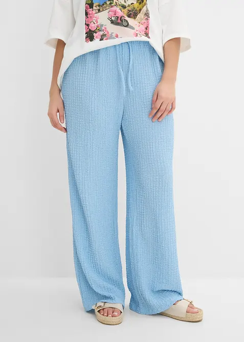 Pantalon large &agrave; taille &eacute;lastiqu&eacute;e en cr&ecirc;pe, bonprix