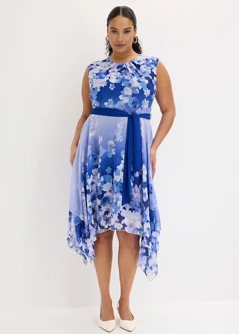 Chiffonkleid mit Zipfelsaum und Bindeband, bonprix