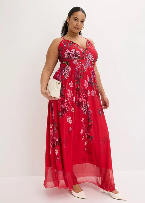 Maxikleid aus zartem T&uuml;ll mit Tr&auml;gern, bonprix