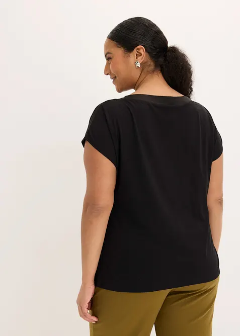 T-shirt avec bordure en satin, bonprix