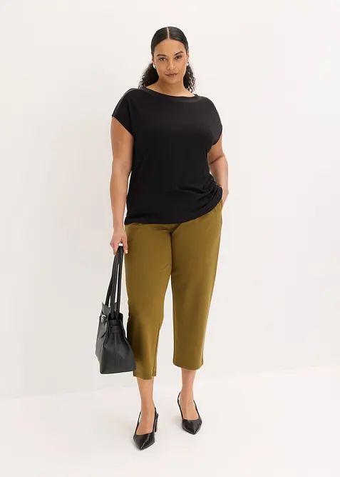 T-shirt avec bordure en satin, bonprix