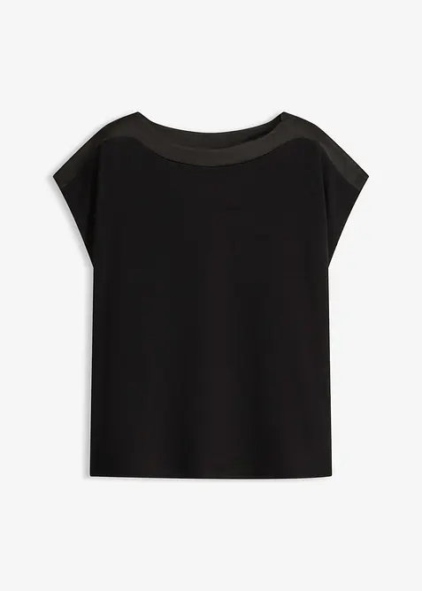 T-shirt avec bordure en satin, bonprix