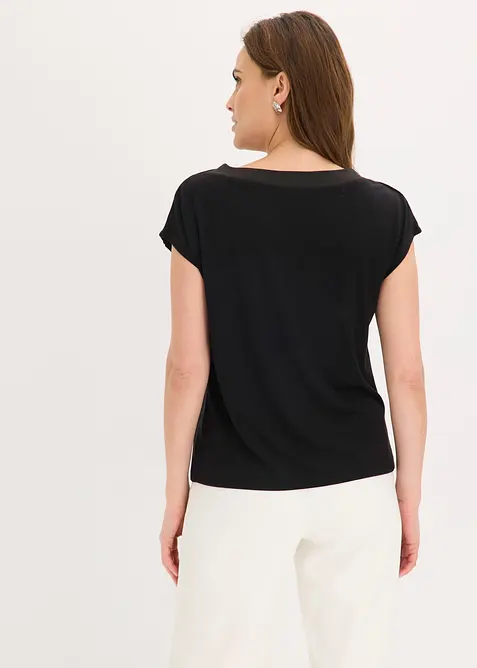 T-shirt avec bordure en satin, bonprix