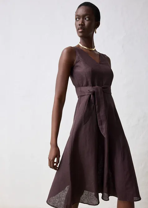 Robe midi 100% lin, bonprix