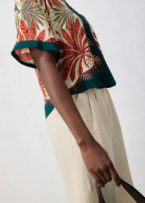 Blouse en soie m&eacute;lang&eacute;e, bonprix