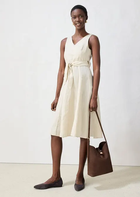 Midikleid aus reinem Leinen, bonprix
