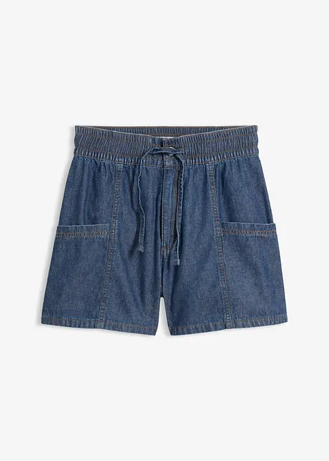 Short en jean avec taille haute &eacute;lastiqu&eacute;e, bonprix