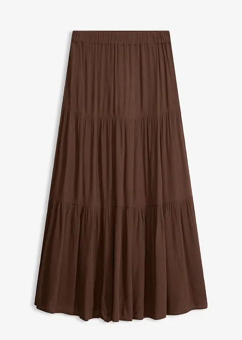 Maxi-Stufenrock aus strukturierter Viskose, bonprix