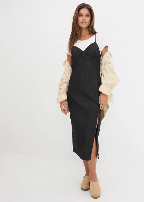 Jeanskleid mit Schlitz, bonprix