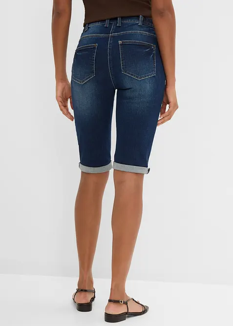 Bermuda en jean, taille mi-haute &eacute;lastiqu&eacute;e, bonprix