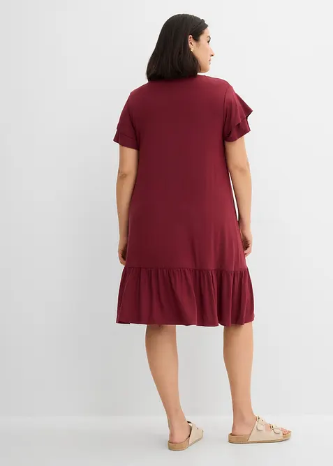 Jerseykleid mit Volant aus Viskose-Mix, bonprix
