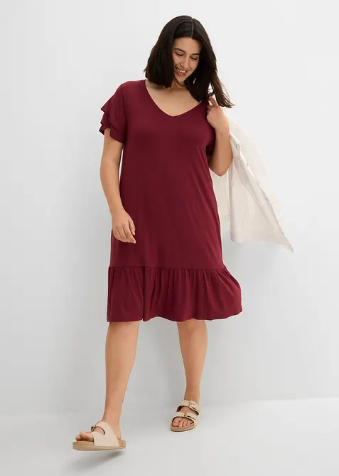 Jerseykleid mit Volant aus Viskose-Mix, bonprix
