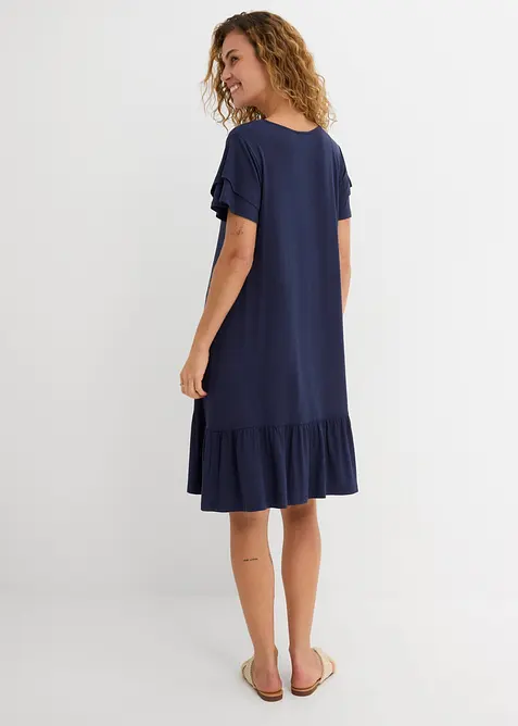 Robe en jersey viscose &agrave; volants, bonprix