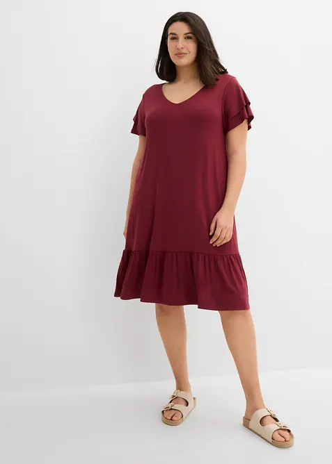 Jerseykleid mit Volant aus Viskose-Mix, bonprix