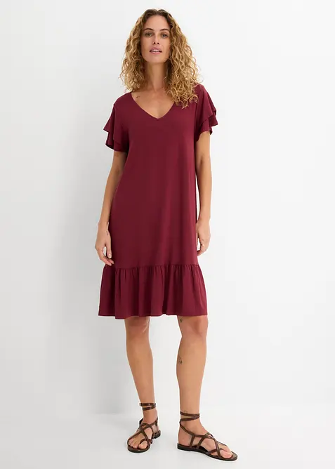 Robe en jersey viscose &agrave; volants, bonprix