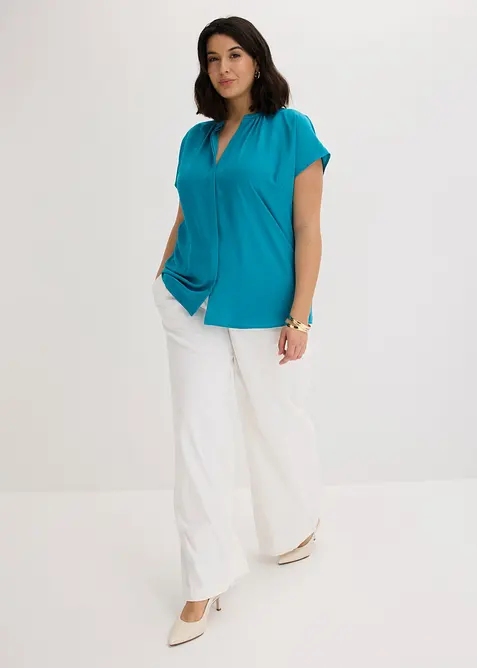 Chemisier manches courtes &agrave; boutonnage invisible, bonprix