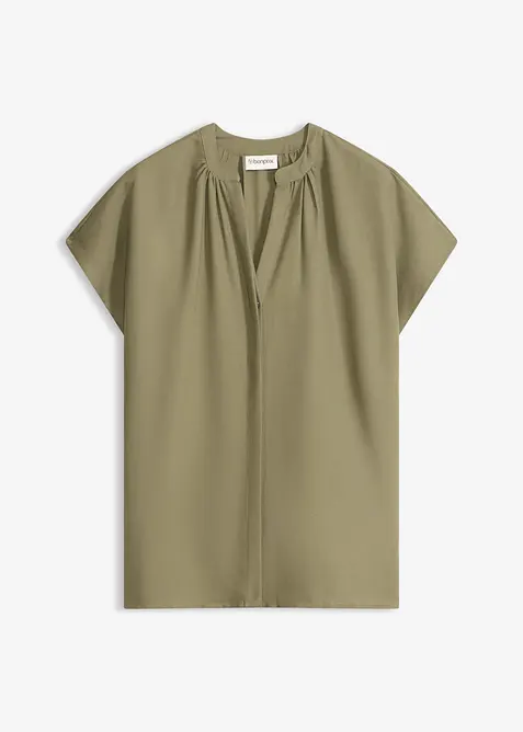Kurzarmbluse mit verdeckter Knopfleiste, bonprix