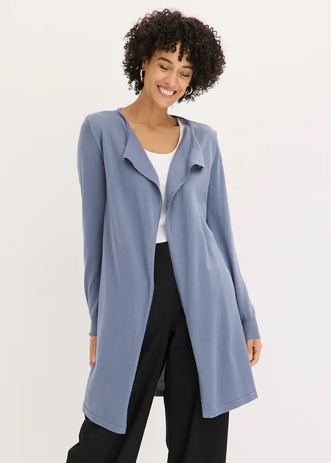 Long gilet en maille de coton m&eacute;lang&eacute;, bonprix