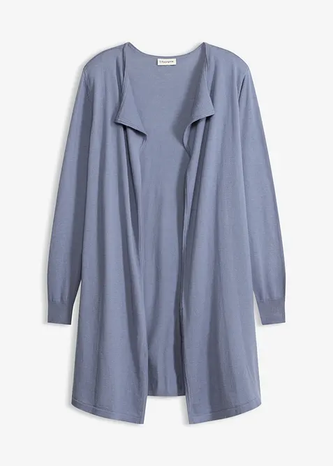 Long gilet en maille de coton m&eacute;lang&eacute;, bonprix