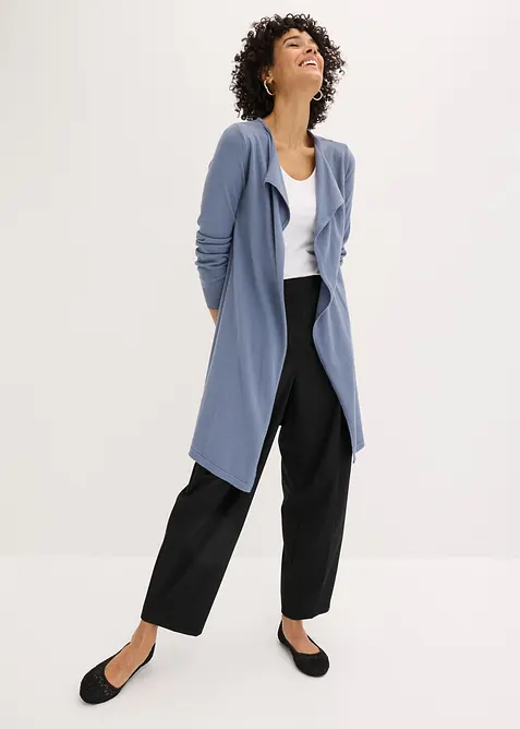 Long gilet en maille de coton m&eacute;lang&eacute;, bonprix