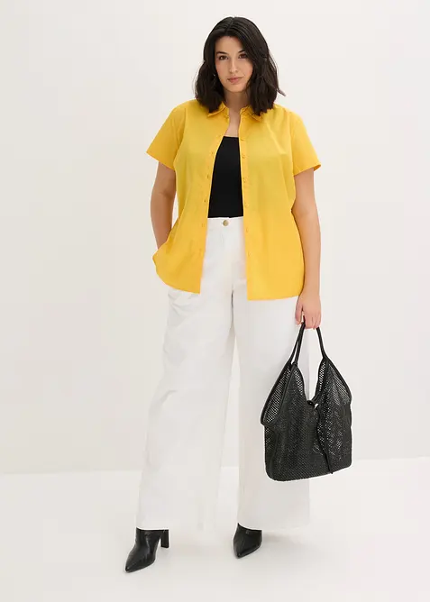 Chemisier manches courtes en popeline, bonprix