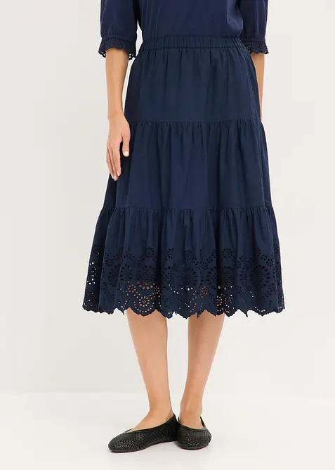 Stufenrock mit Lochstickerei, bonprix