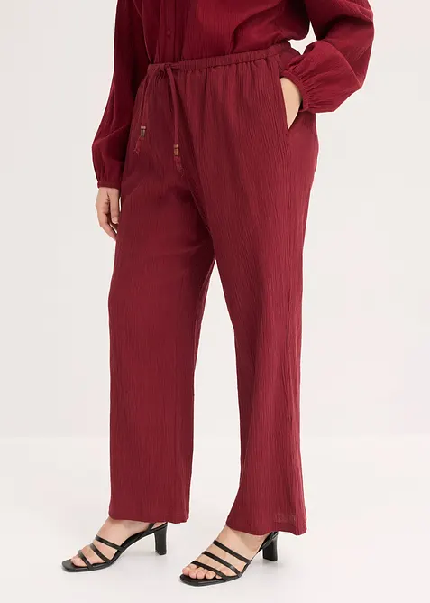 Pantalon large, effet froiss&eacute;, bonprix