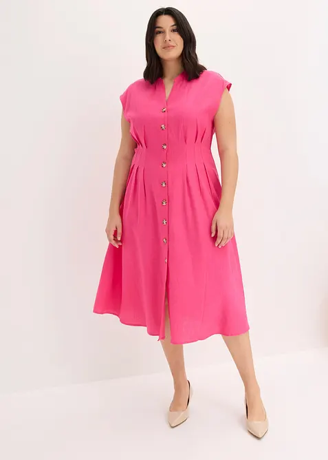 Robe midi l&eacute;g&egrave;re en lin m&eacute;lang&eacute;, bonprix