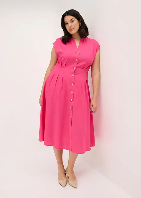 Robe midi l&eacute;g&egrave;re en lin m&eacute;lang&eacute;, bonprix