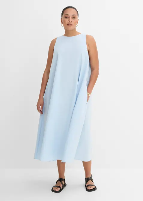 Robe midi fluide et &eacute;vas&eacute;e, bonprix