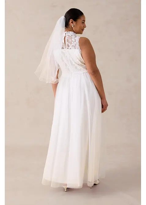 Robe de mari&eacute;e en tulle et dentelle, bonprix