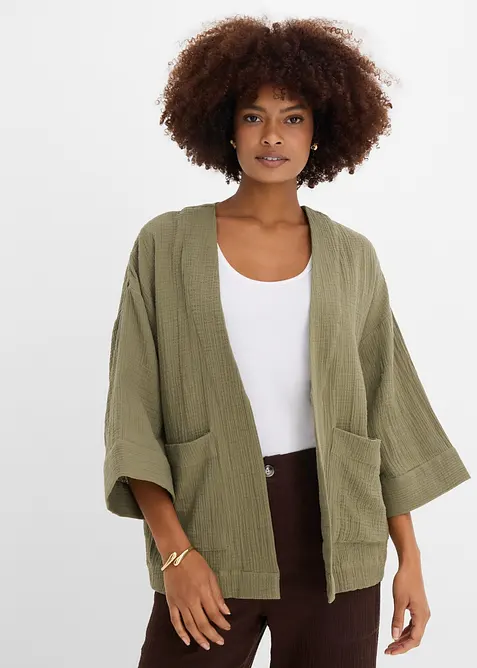 Veste kimono l&eacute;g&egrave;re en gaze de coton, bonprix