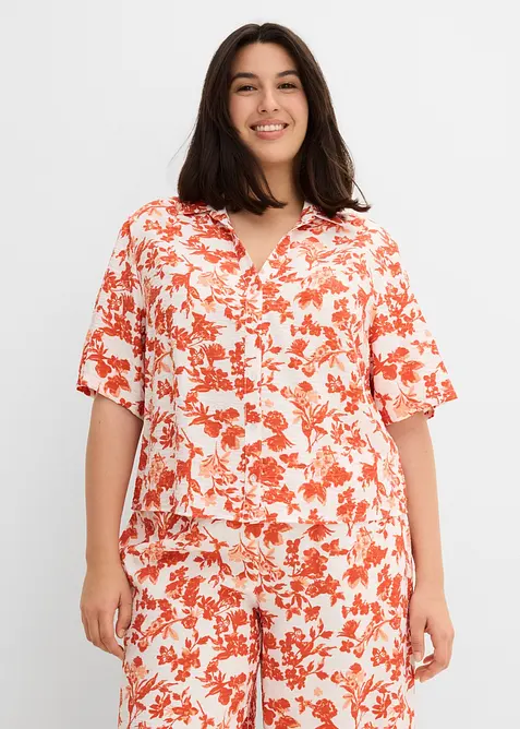 Chemisier manches courtes doux et fluide, bonprix