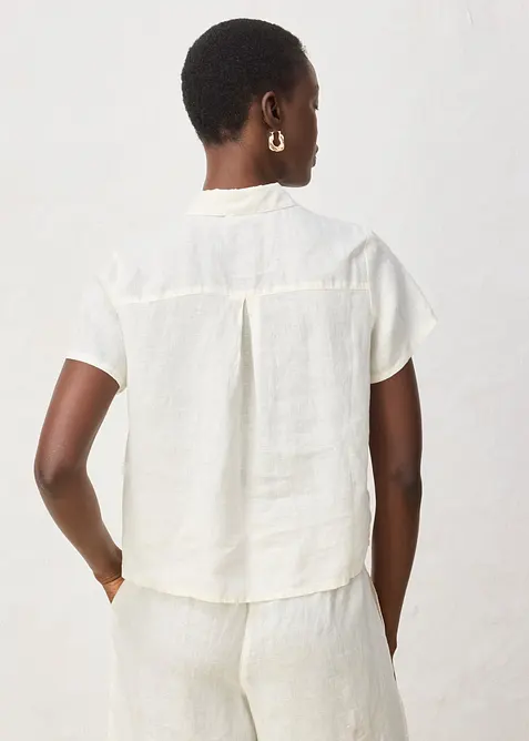 Weite Kurzarmbluse aus reinem Leinen, bonprix