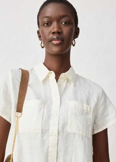 Weite Kurzarmbluse aus reinem Leinen, bonprix