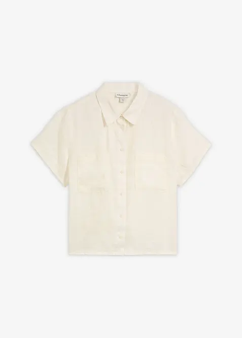 Weite Kurzarmbluse aus reinem Leinen, bonprix