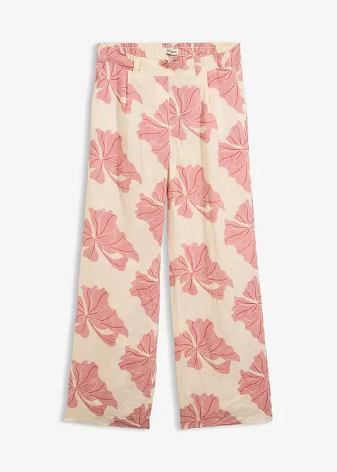 Pantalon large &agrave; pinces 100% lin, bonprix