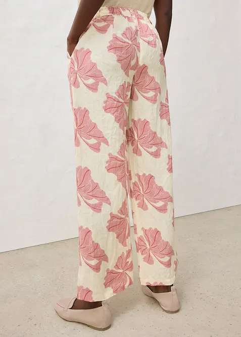 Pantalon large &agrave; pinces 100% lin, bonprix