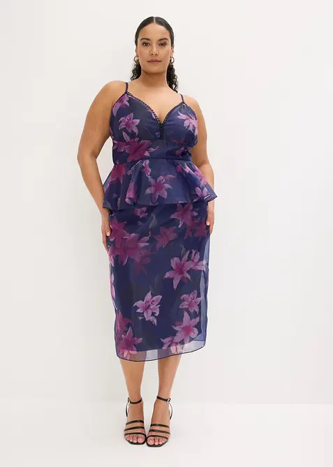 Robe de cocktail en tulle fin avec bordure crochet, bonprix