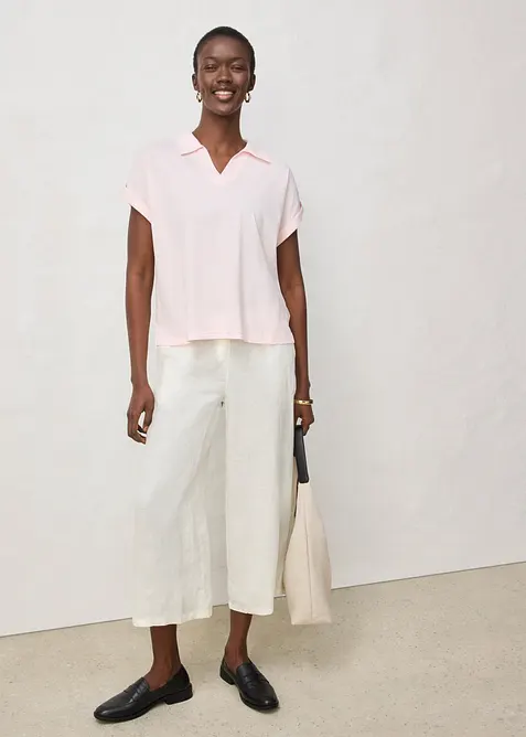 Poloshirt mit Seidenanteil weit geschnitten, bonprix