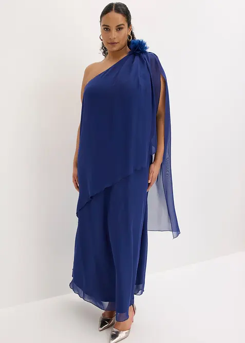 Robe de soir&eacute;e en mousseline avec fleur appliqu&eacute;e, bonprix