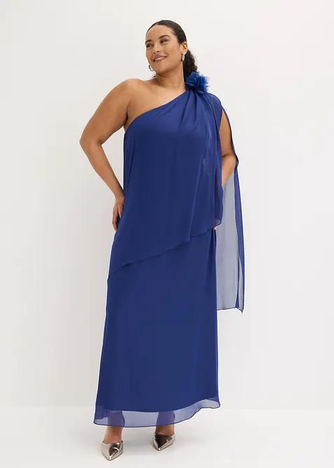 Robe de soir&eacute;e en mousseline avec fleur appliqu&eacute;e, bonprix