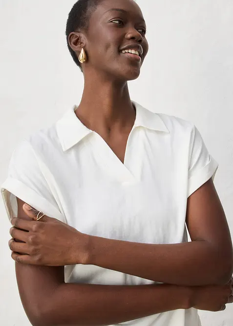 Poloshirt mit Seidenanteil weit geschnitten, bonprix