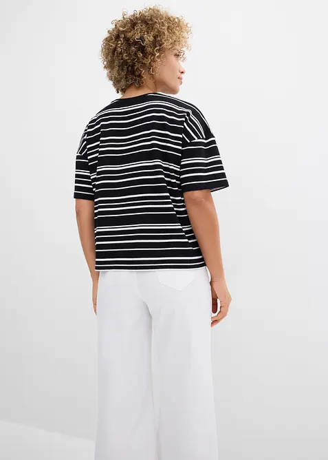 Gestreiftes T-Shirt aus reiner Baumwolle, bonprix