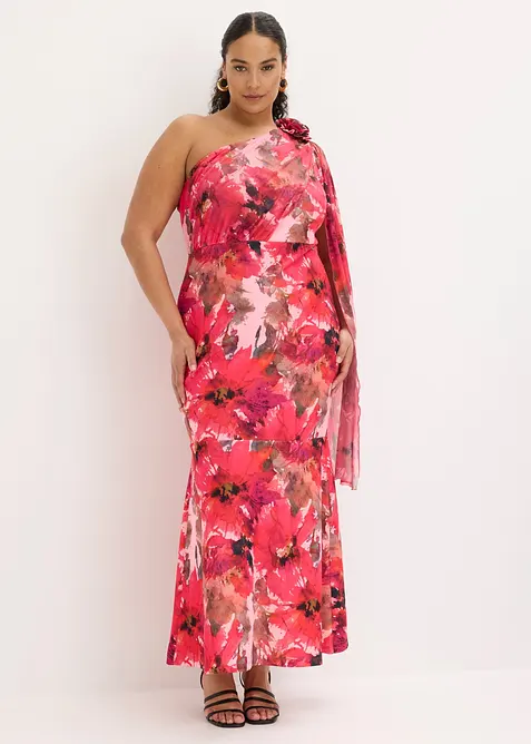 Robe de soir&eacute;e une &eacute;paule avec application de fleur, bonprix