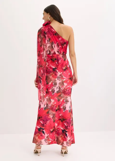 Abendkleid mit One-Shoulder und Blumen-Applikation, bonprix