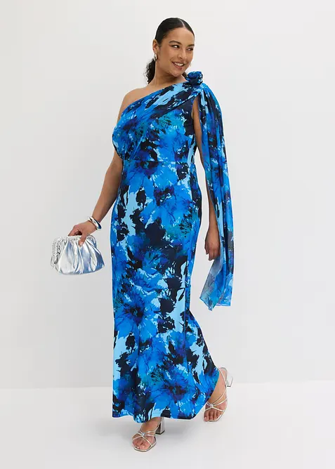 Robe de soir&eacute;e une &eacute;paule avec application de fleur, bonprix