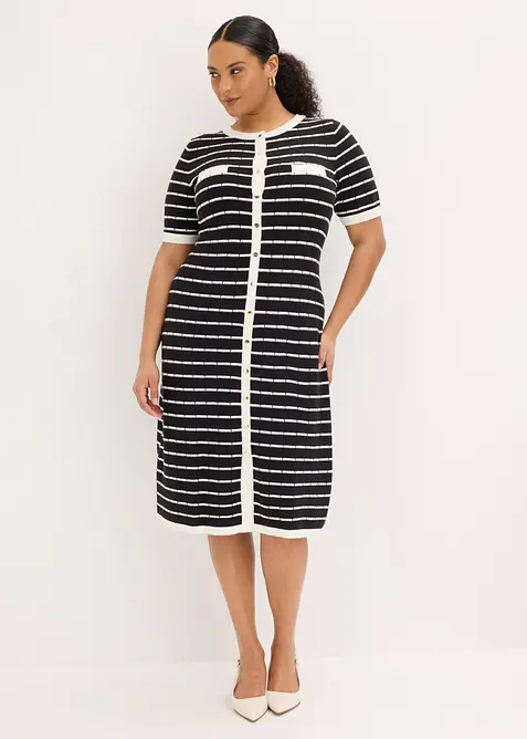 Viskose Strickkleid mit Kn&ouml;pfen, bonprix